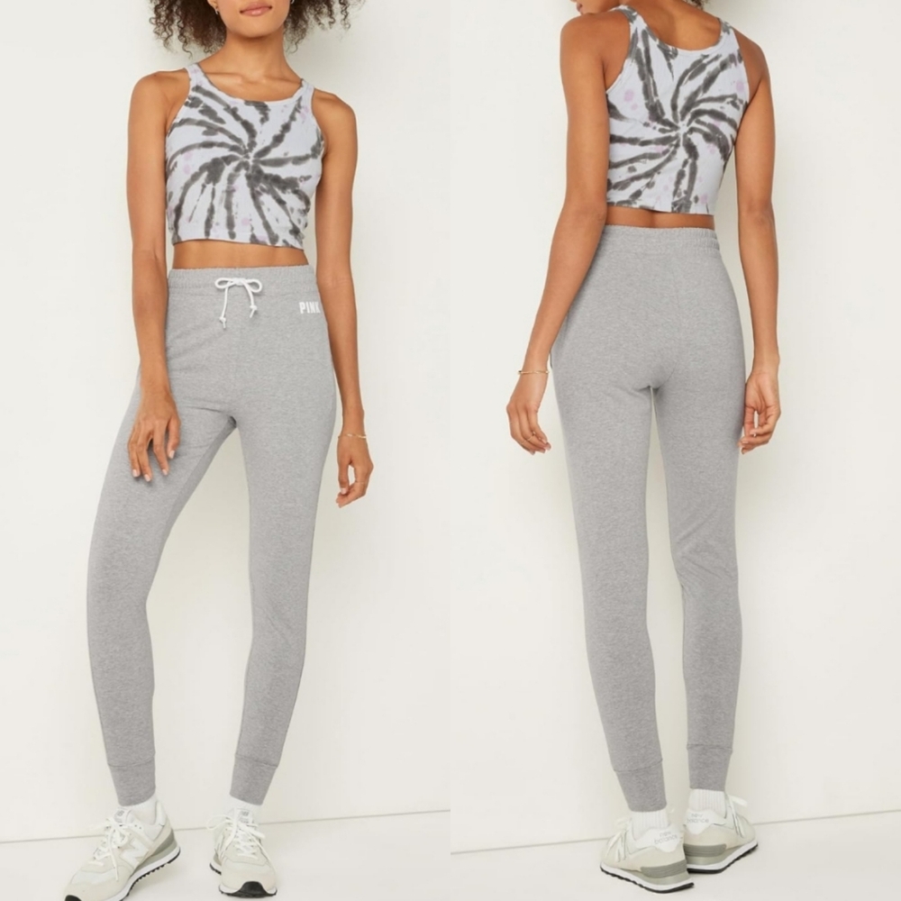 NWT Pink Victoria's Secret High Waist Full Length Campus Joggers